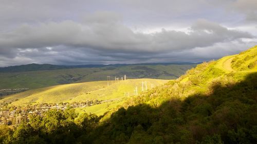 Scenic view of landscape against cloudy sky