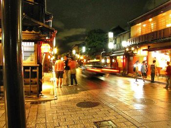 Illuminated street light at night