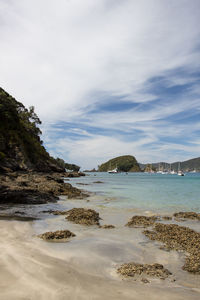 Scenic view of beach against sky