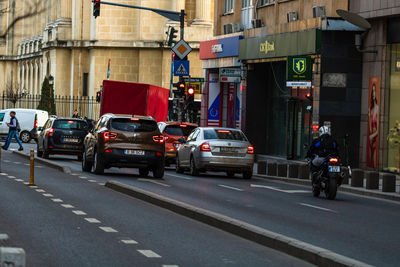 Cars on city street