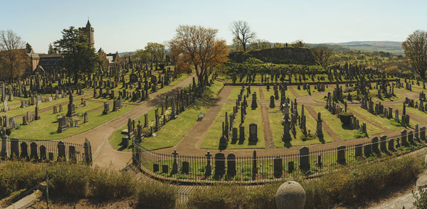 Panoramic shot of cemetery  against sky