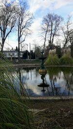 Reflection of woman walking on water