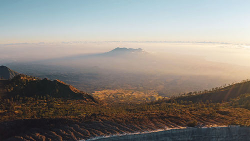 Scenic view of landscape against sky during sunset