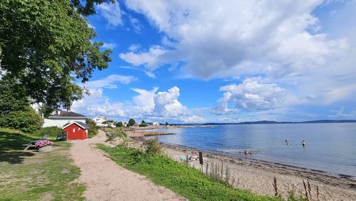 Scenic view of beach against sky