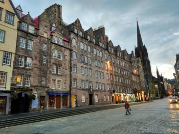 City street along buildings