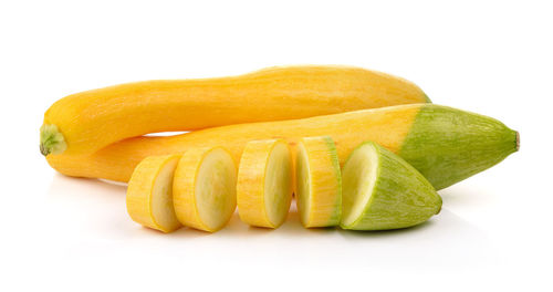 Close-up of yellow pepper against white background