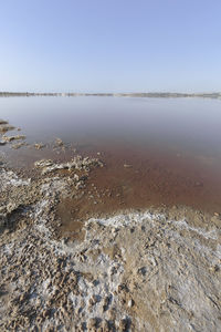 Scenic view of beach against clear sky