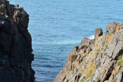 High angle view of rocks on beach