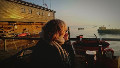 Woman looking at sea