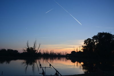 Scenic view of calm lake at sunset