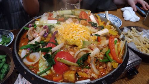 Close-up of food on table