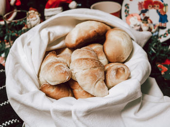 High angle view of bread