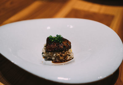 High angle view of meal served in plate
