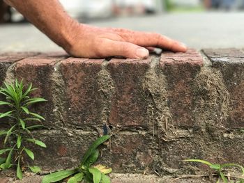 Close-up of hands working