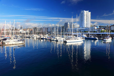 Boats in marina at harbor