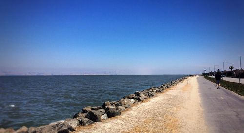 Scenic view of sea against clear sky