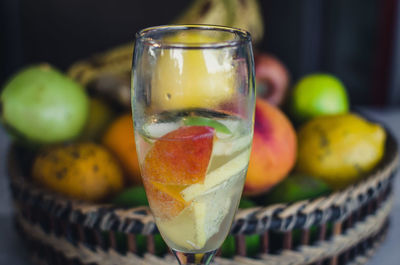 Close-up of drink in glass on table