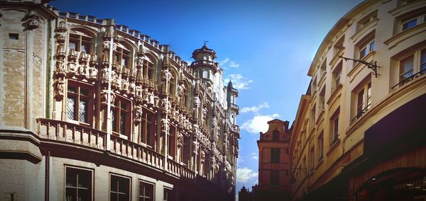 Low angle view of buildings against sky