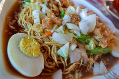 Close-up of meal served in plate