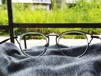 Close-up of sunglasses on table