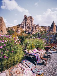 Panoramic view of old ruins against sky