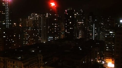 Illuminated cityscape at night