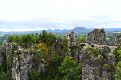 Bastei bridge at elbsandstein mountains