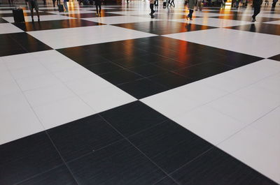 High angle view of tiled floor