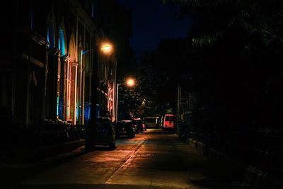 Illuminated street lights at night