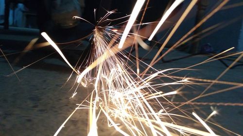 Close-up of light trails at night