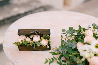 Close-up of flowers on table