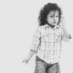 Portrait of girl over white background