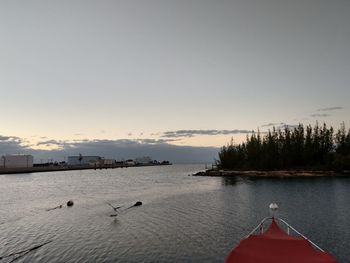 View of lake against sky during sunset