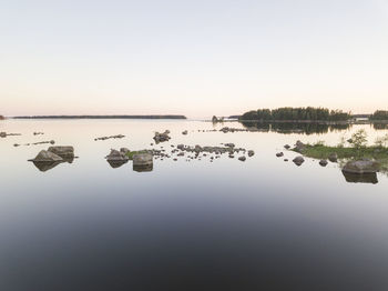 Scenic view of lake against clear sky