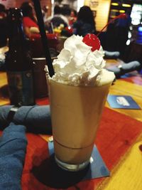 Close-up of ice cream on table