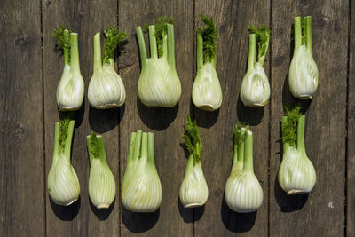 Close-up of fennel on wooden table
