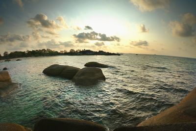 Scenic view of sea against sky during sunset