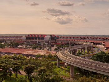 High angle view of elevated road against sky