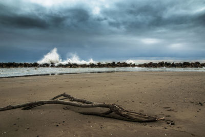 Scenic view of beach against sky