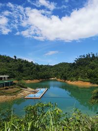 Scenic view of lake against sky