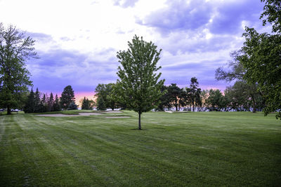 View of golf course against sky