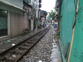 Railroad tracks in city