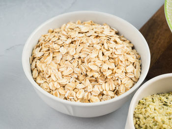 High angle view of breakfast in bowl on table