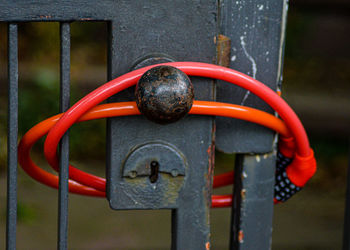 Close-up of red door