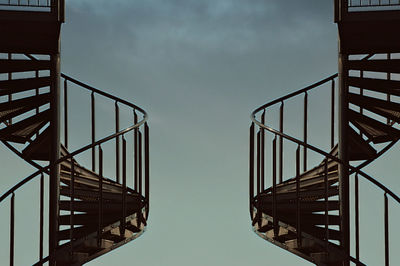 Low angle view of staircase against sky