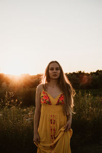 Mindfulness, positive mind, living in present moment, slow life. outdoor portrait of young blonde 