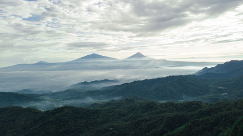 Scenic view of mountains against sky