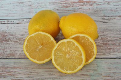 High angle view of oranges on table