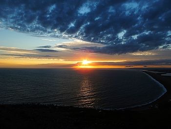 Scenic view of sea against cloudy sky