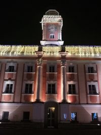 Low angle view of building at night